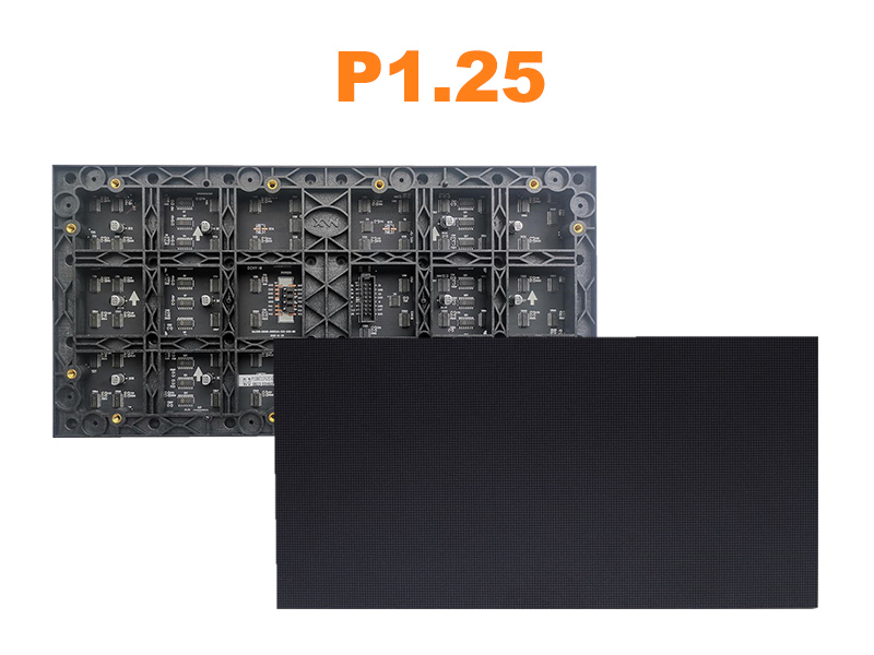 شاشة عرض LED داخلية مقاومة للماء P1.25 GOB، وحدة عرض LED ملونة بالكامل، 320 × 160 مم، 1/64 بكسل، 1.25 مم